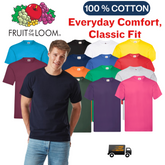 Fruit of the Loom Mens Valueweight T-Shirt 100% Cotton Short Sleeve Tee Top Value T