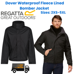TRW297 Regatta Mens Dover Jacket Fleece Lined Waterproof Hooded Bomber Coat